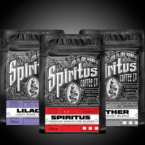 Spiritus Coffee subscription bags, rotating blends ready to ship