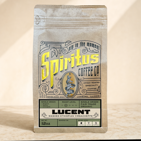 Ethiopia Yirgacheffe Lucent 12oz kraft bag, Spiritus Coffee Co.