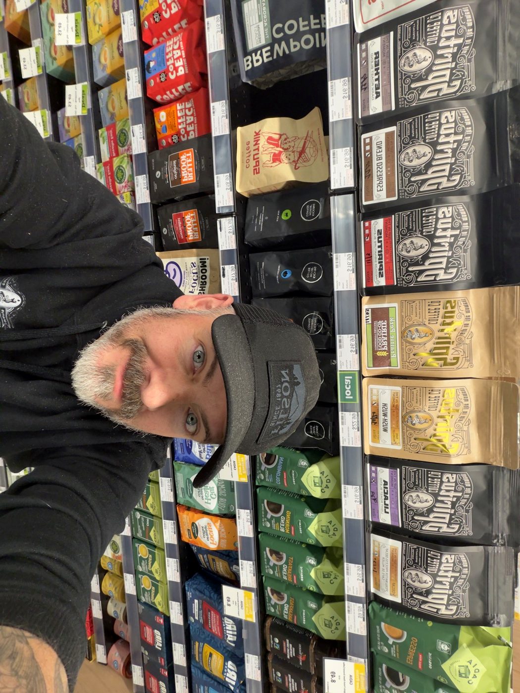 Spiritus coffee stocked on a grocery shelf