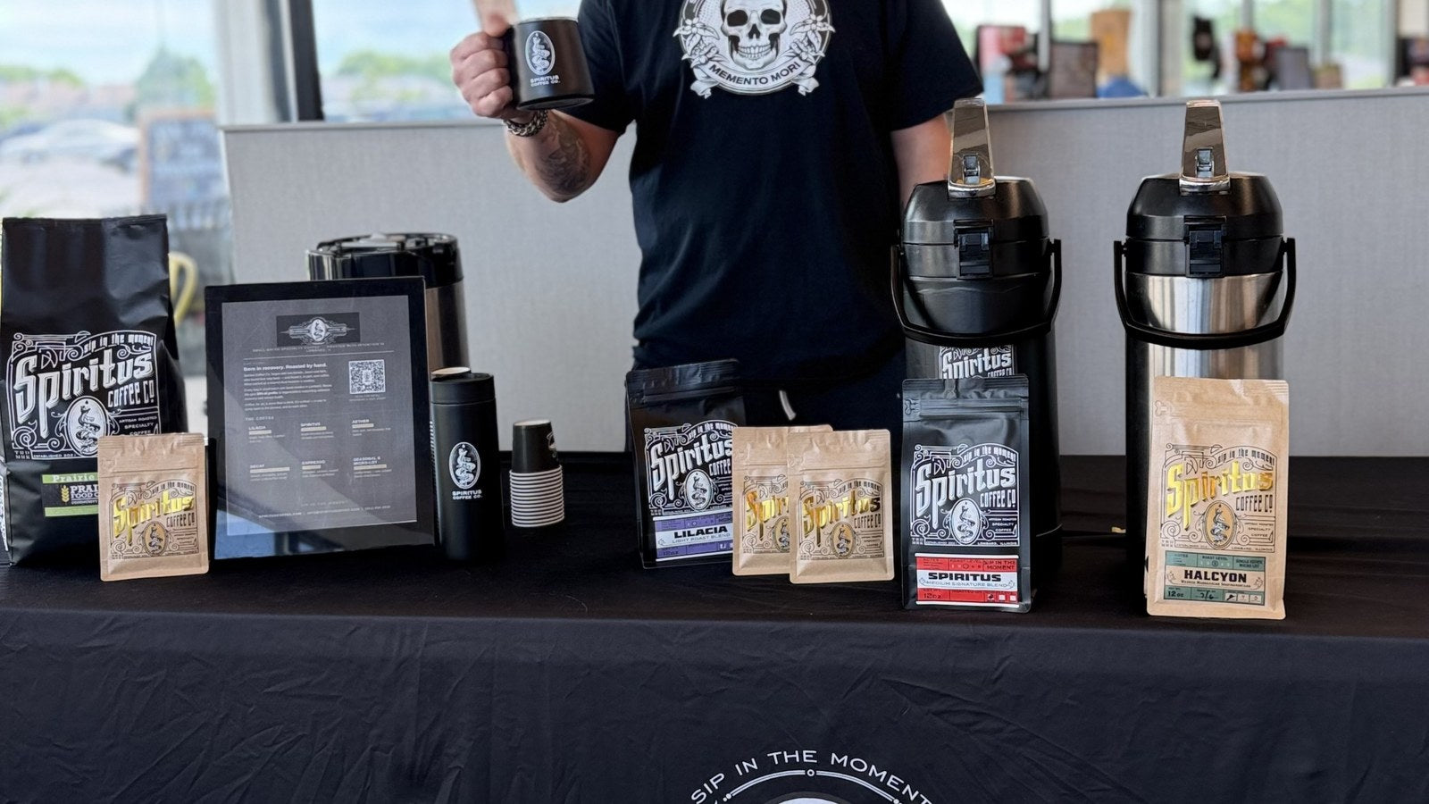 Nick pouring Spiritus samples at the Prairie Food Co-op in Lombard